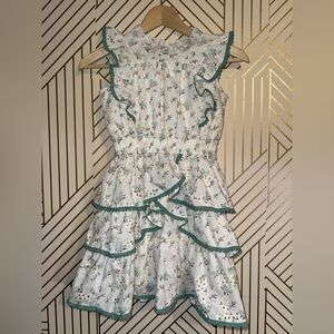 Shop the Mint Girls Size 7/8 White & Mint Green Ruffle Dress High Neck Easter
